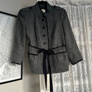 LOFT 3/4 sleeve wool blazer with ribbon tie waist